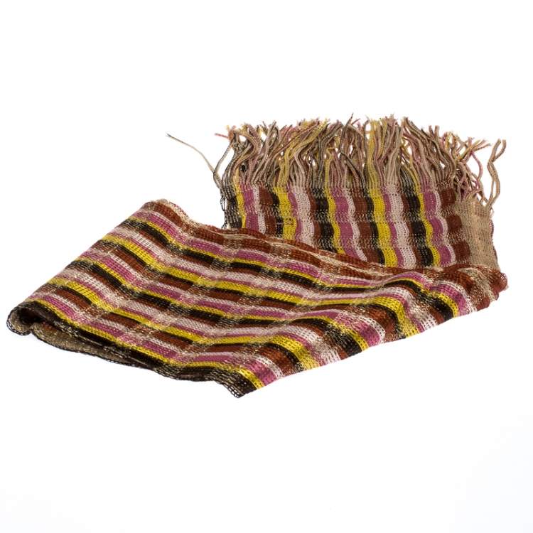 Pre Owned Missoni Multicolor Lurex Detail Stripe Bonded Stole