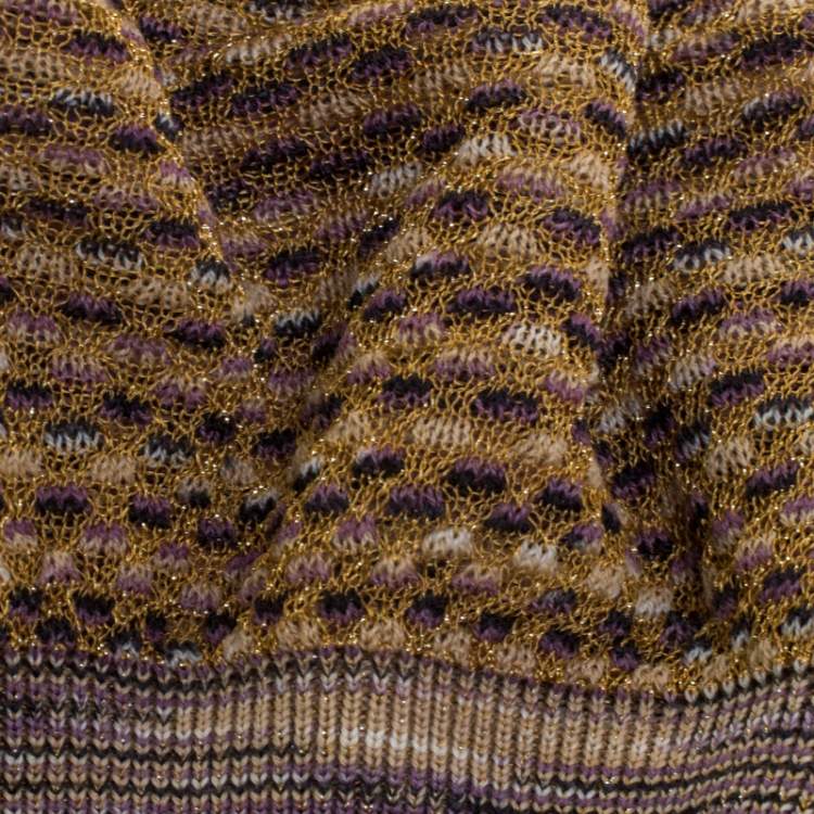 Pre Owned Missoni Purple and Gold Lurex Knit Beret M 