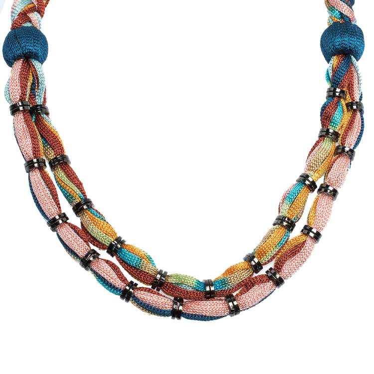 Pre Owned Missoni Multicolor Double Rope Braided Necklace