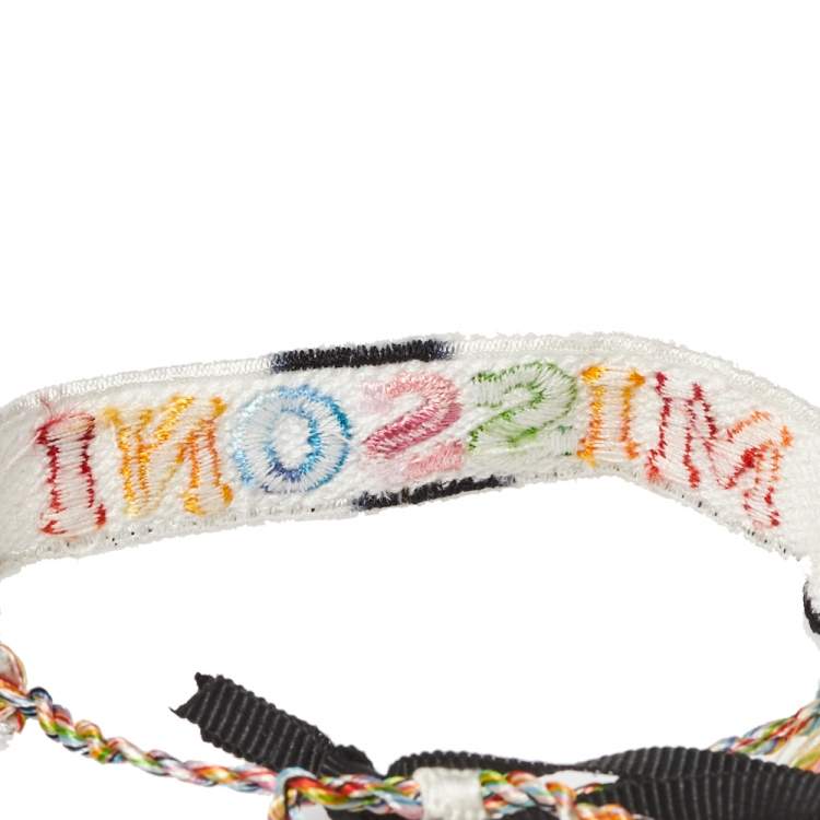 Pre Owned Missoni White Canvas Logo Embroidered Friendship Bracelet