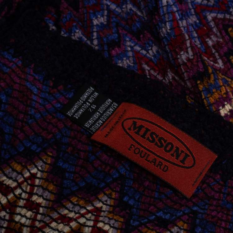 مملوكة مسبقًا Missoni Multicolor Zig Zag Knit Fringed Scarf