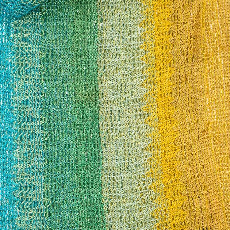 Pre Owned Missoni Multicolor Ombre Open Knit Fringed Stole