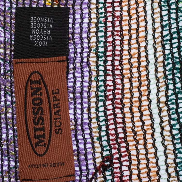 Pre Owned Missoni Multicolor Zig Zag Knit Fringed Scarf