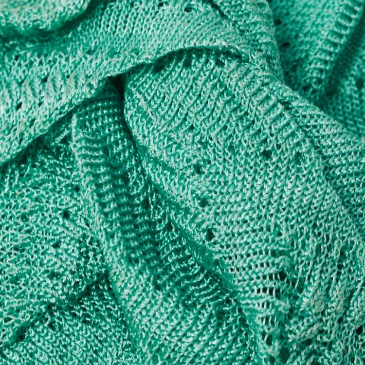 Pre Owned Missoni Green Knotted Crochet Knit Headband