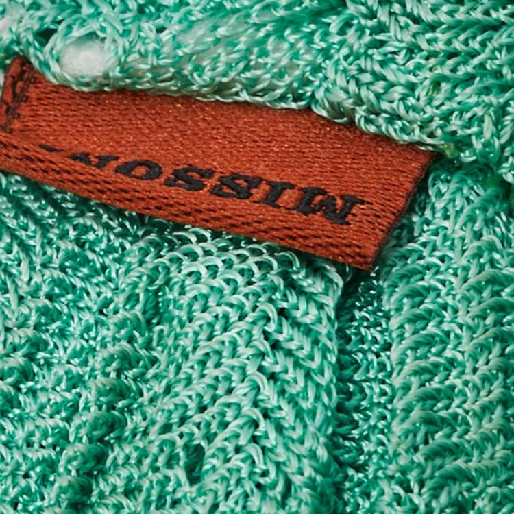 Pre Owned Missoni Green Knotted Crochet Knit Headband
