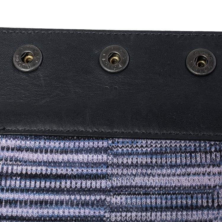Pre Owned Missoni Multicolor Stretch Fabric And Leather Waist Belt 70 CM