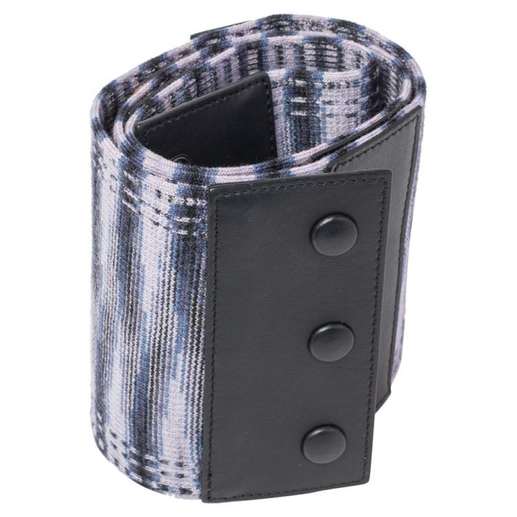 Pre Owned Missoni Multicolor Stretch Fabric And Leather Waist Belt 70 CM