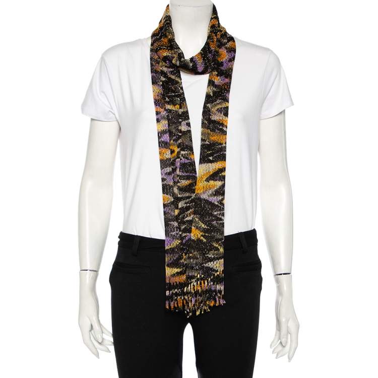 Pre Owned Missoni Multicolor Crochet Knit Lurex Scarf