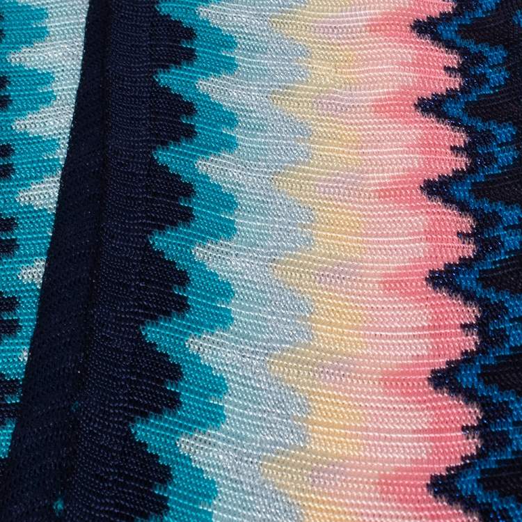مملوكة مسبقًا Missoni Multicolor Lurex Knit Fringed Scarf