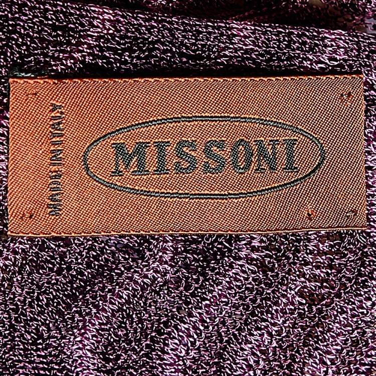 Pre Owned Missoni Purple Chevron Pointelle Knit Stole 