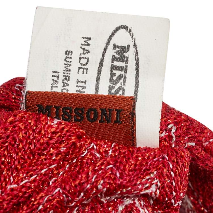 Pre Owned Missoni Red Lurex Chevron Knit Hairband