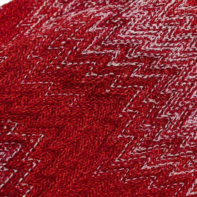 Pre Owned Missoni Red Lurex Chevron Knit Hairband