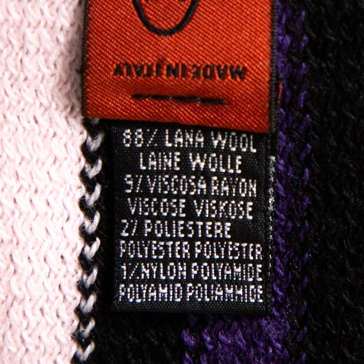 Pre Owned Missoni Multicolored Striped Wool & Lurex Knit Fringed Scarf 