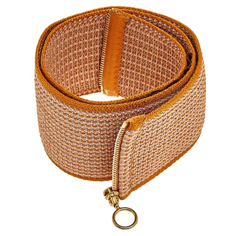Pre Owned Missoni Orange Crochet Patterned Elasticized Waist Belt
