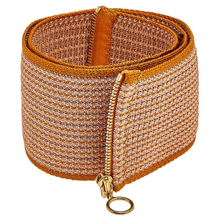 Pre Owned Missoni Orange Crochet Patterned Elasticized Waist Belt