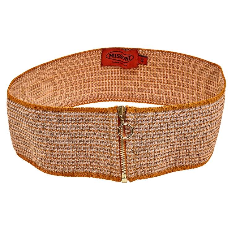 Pre Owned Missoni Orange Crochet Patterned Elasticized Waist Belt
