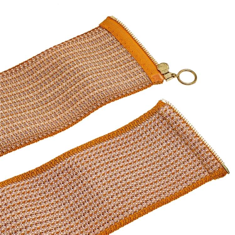 Pre Owned Missoni Orange Crochet Patterned Elasticized Waist Belt