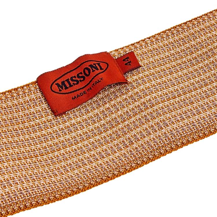 Pre Owned Missoni Orange Crochet Patterned Elasticized Waist Belt