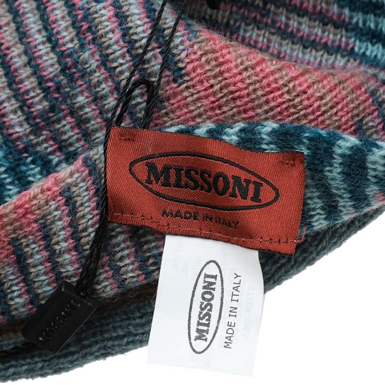 Pre Owned Missoni Multicolor Patterned Wool Knit Fringed Stole