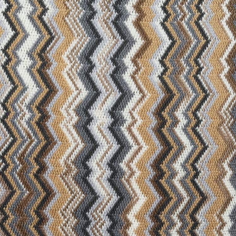 Pre Owned Missoni Multicolor Chevron Patterned Wool Knit Scarf 