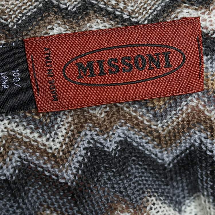 Pre Owned Missoni Multicolor Chevron Patterned Wool Knit Scarf 