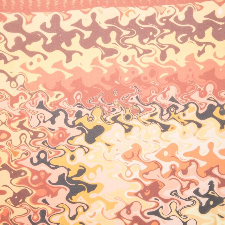 Pre Owned Missoni Orange & Red Printed Silk Square Scarf