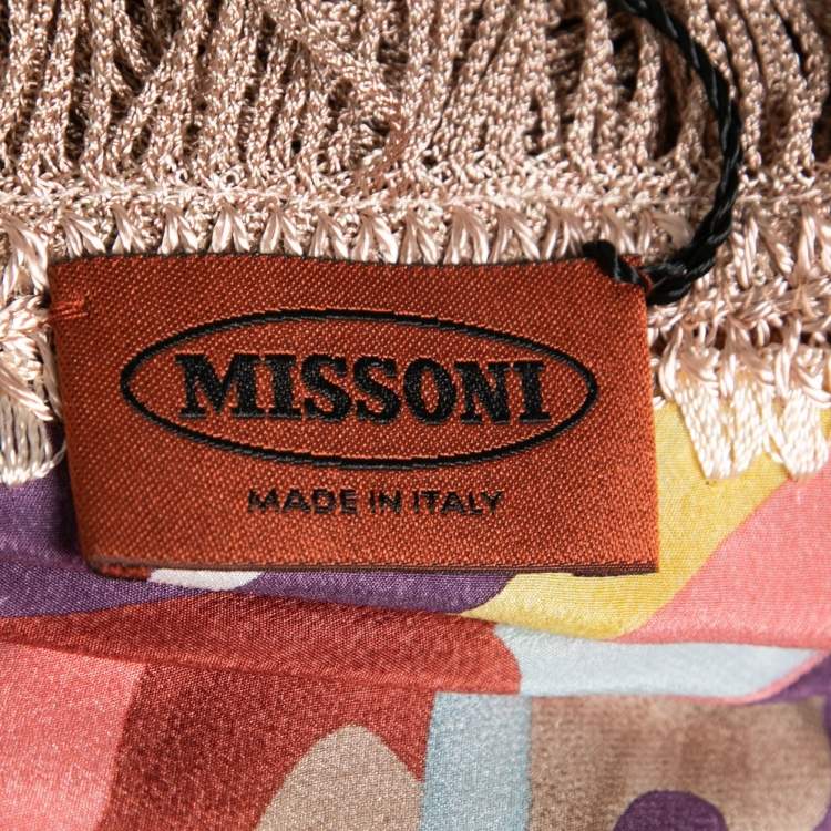 Pre Owned Missoni Multicolor Printed Silk Fringe Square Scarf