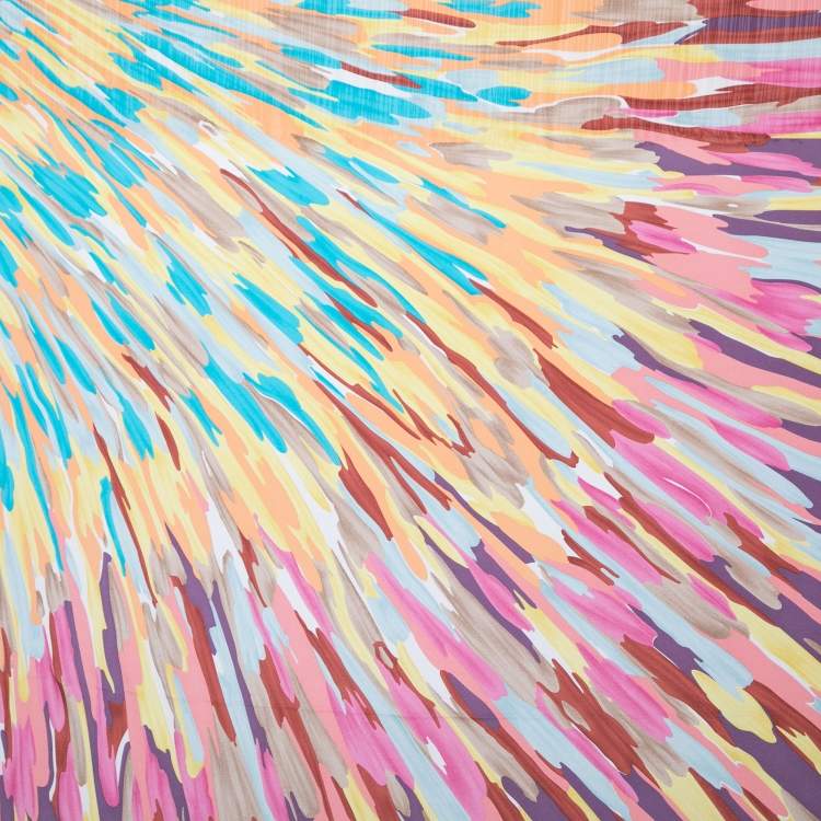 Pre Owned Missoni Multicolor Printed Silk Fringe Square Scarf
