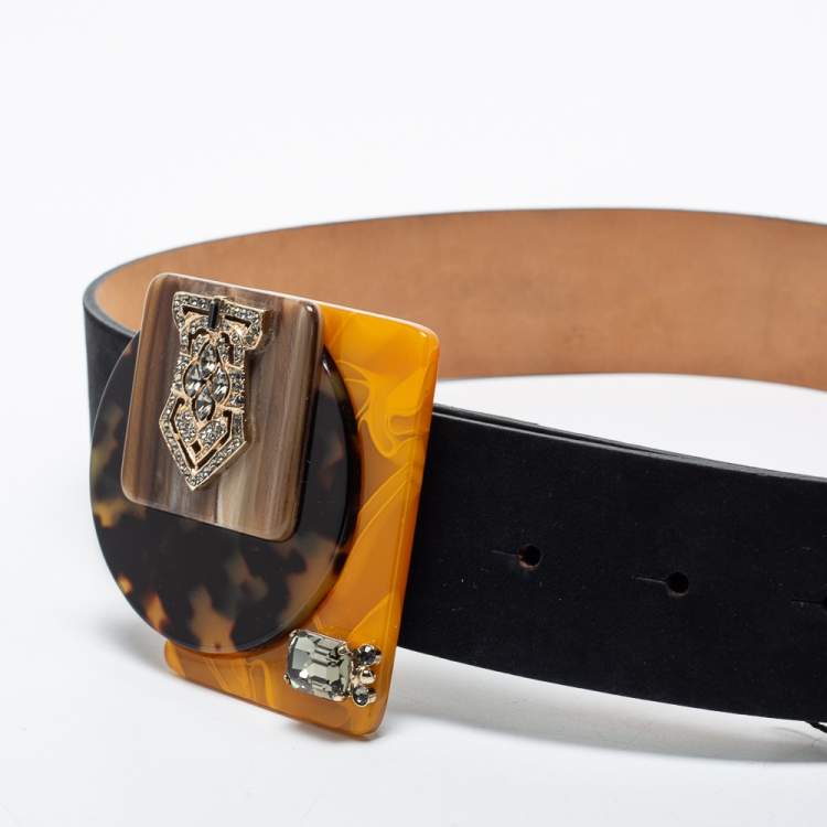 Pre Owned Missoni Black Suede Buckle Belt 75 CM