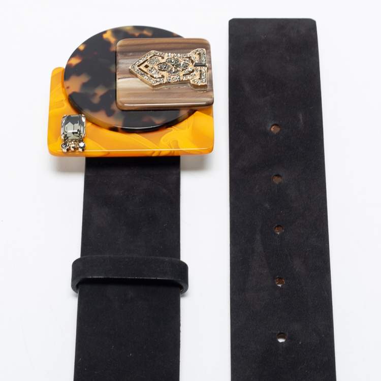 Pre Owned Missoni Black Suede Buckle Belt 75 CM