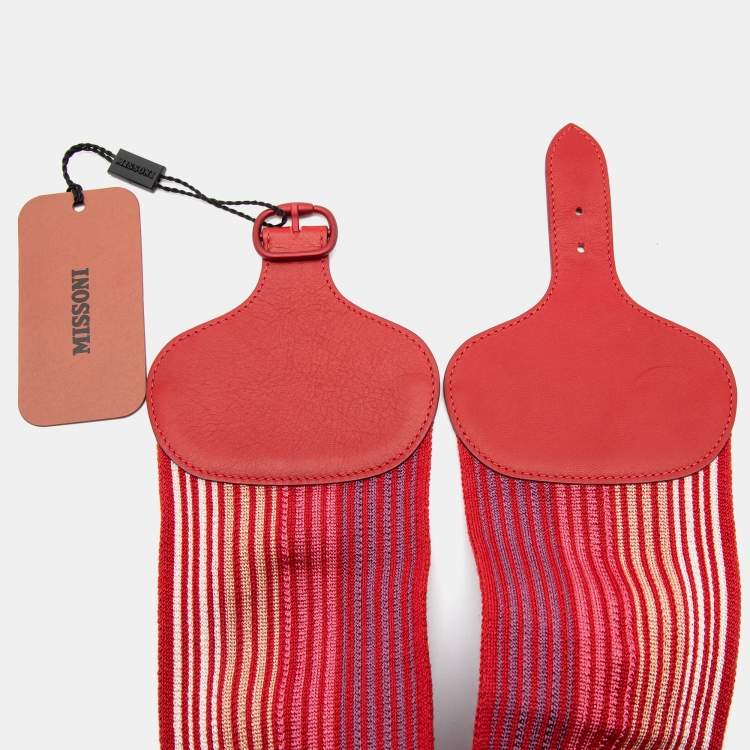 Pre Owned Missoni Red Elastic Fabric and Leather Waist Belt Size S