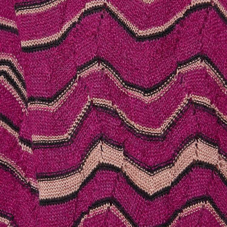Pre Owned Missoni Pink Chevron Pattern Wool Knit Scarf