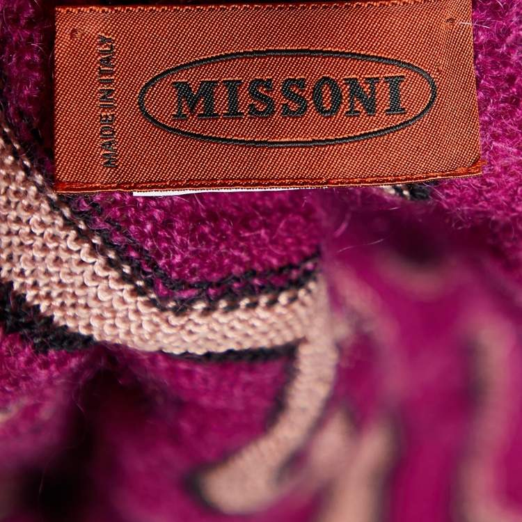 Pre Owned Missoni Pink Chevron Pattern Wool Knit Scarf