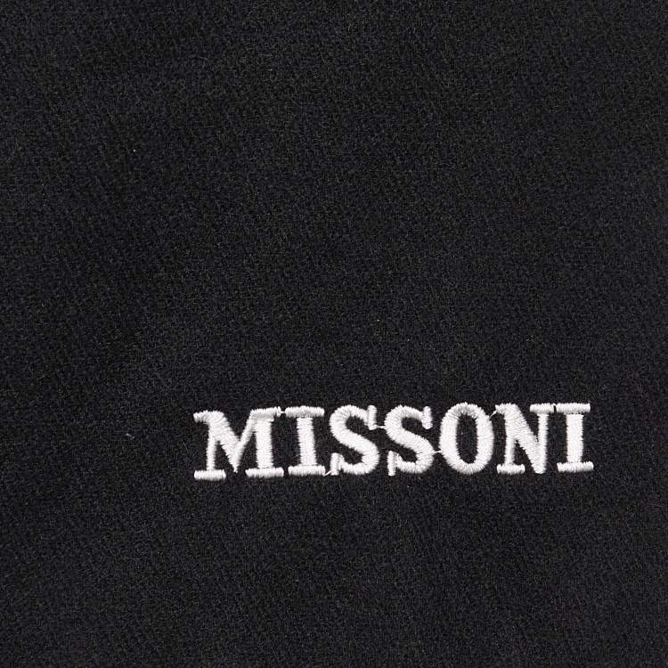 مملوكة مسبقًا Missoni Black Polyester Fringed Scarf