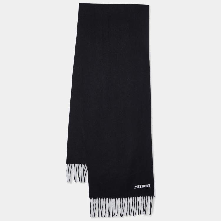 مملوكة مسبقًا Missoni Black Polyester Fringed Scarf