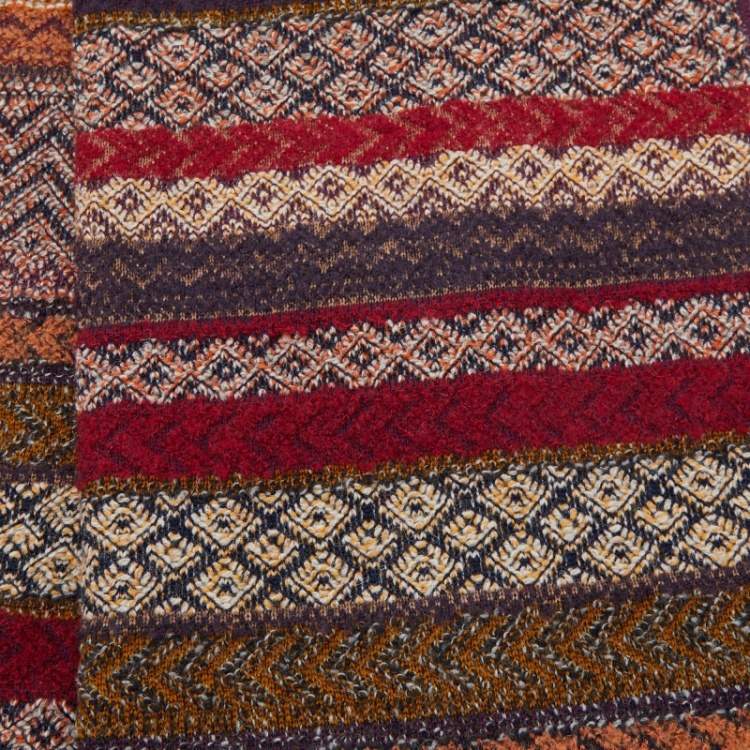 Pre Owned Missoni Multicolor Chevron Pattern Wool Blend Knit Stole