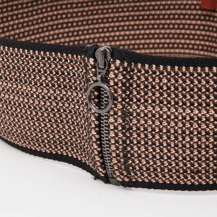 Pre Owned Missoni Brown Striped Knit Elasticized Waist Belt M