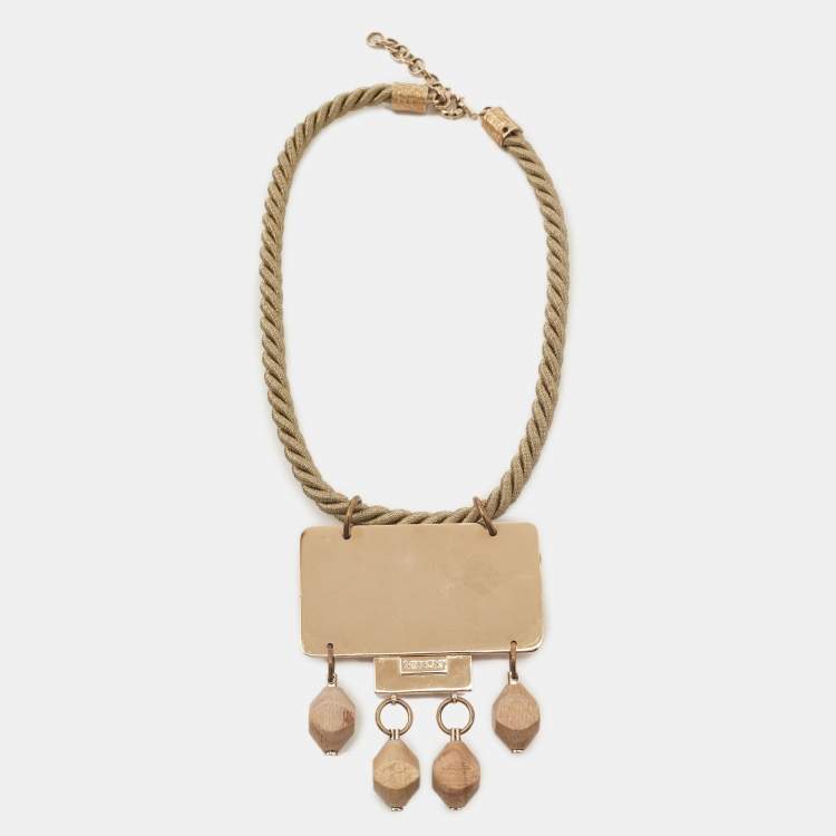 Pre Owned Missoni Resin Pendant Gold Tone Choker Necklace
