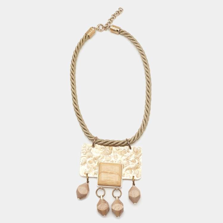 Pre Owned Missoni Resin Pendant Gold Tone Choker Necklace