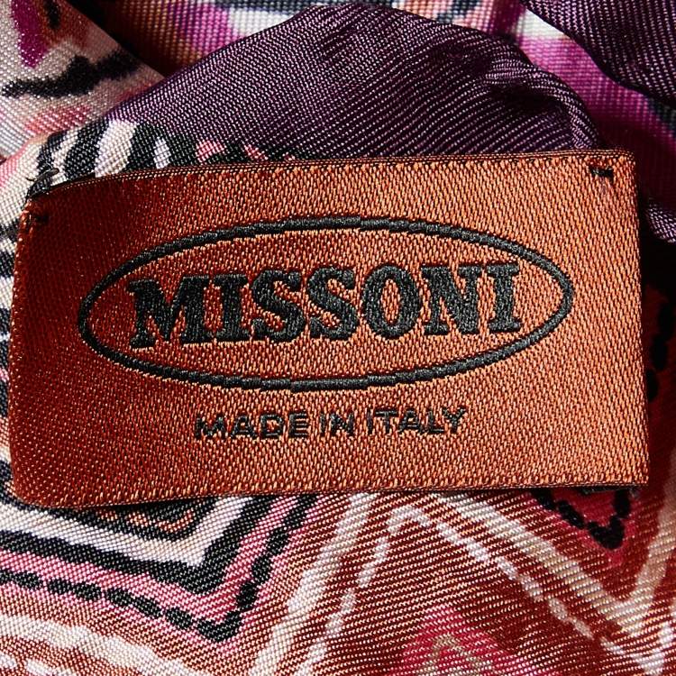Pre Owned Missoni Pink Multicolor Printed Silk Triangular Scarf