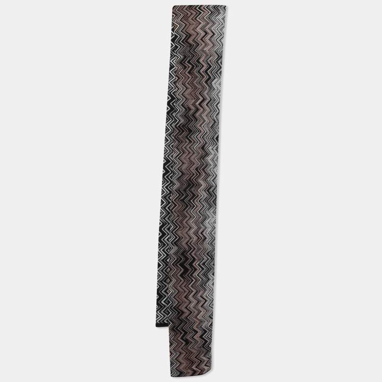 Pre Owned Missoni Multicolor Chevron Patterned Wool Knit Scarf