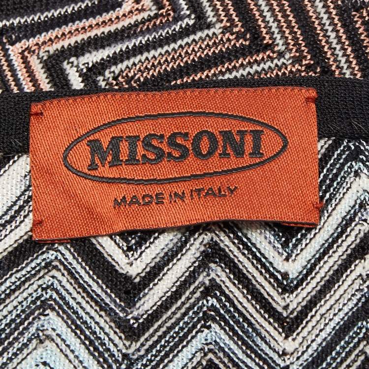 Pre Owned Missoni Multicolor Chevron Patterned Wool Knit Scarf