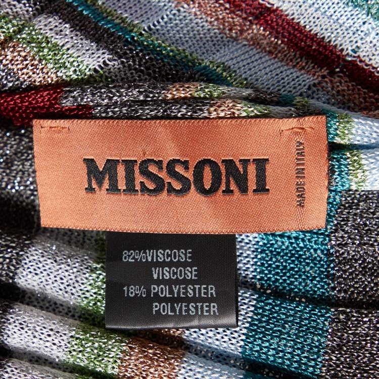 Pre Owned Missoni Multicolor Striped Lurex Rib Knit Stole