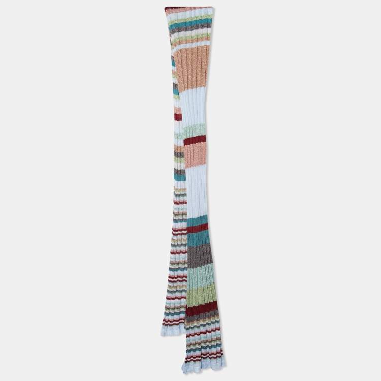 Pre Owned Missoni Multicolor Striped Lurex Rib Knit Stole