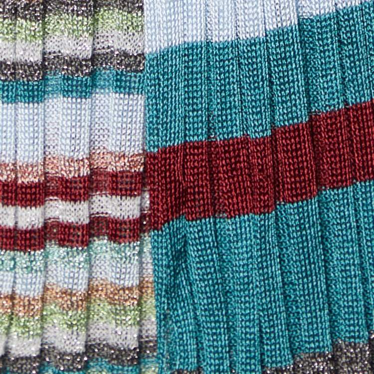 Pre Owned Missoni Multicolor Striped Lurex Rib Knit Stole
