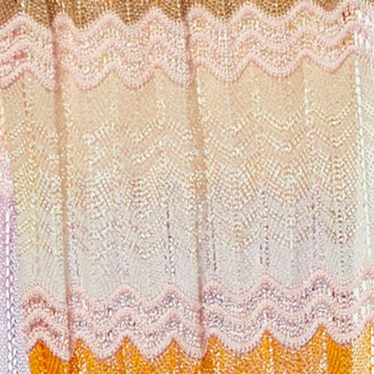 Pre Owned Missoni Multicolor Patterned Cotton Knit Stole