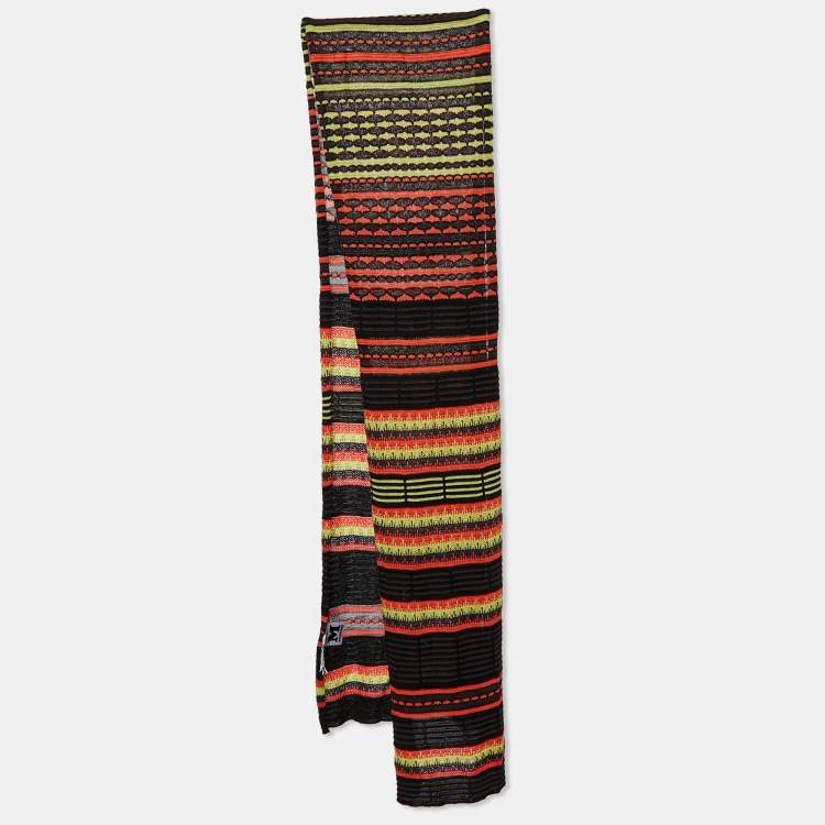 Pre Owned M Missoni Multicolor Patterned Cotton Knit Stole