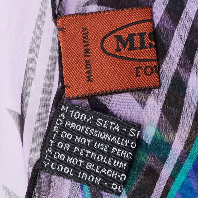 Pre Owned Missoni Foulard Multicolor Print Silk Chiffon Scarf