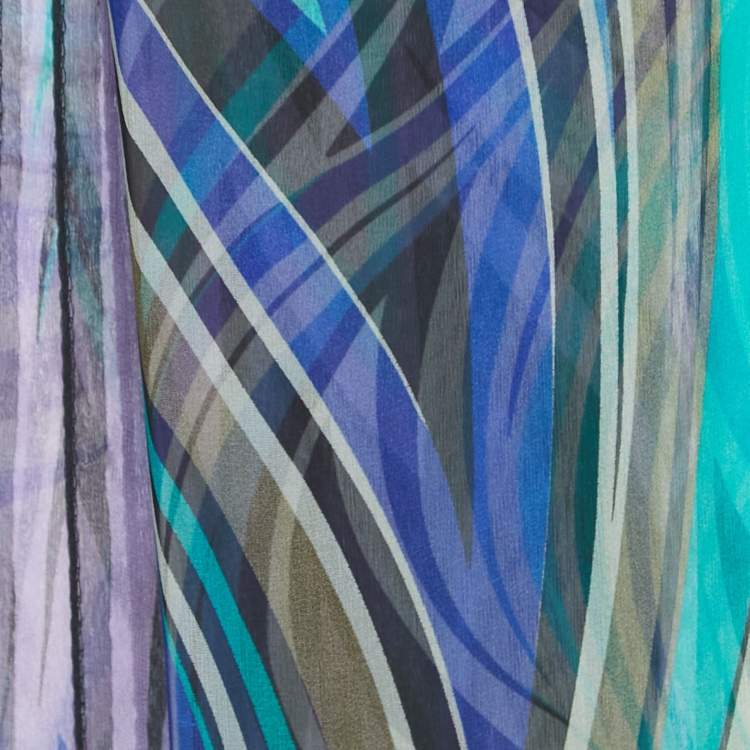 Pre Owned Missoni Foulard Multicolor Print Silk Chiffon Scarf