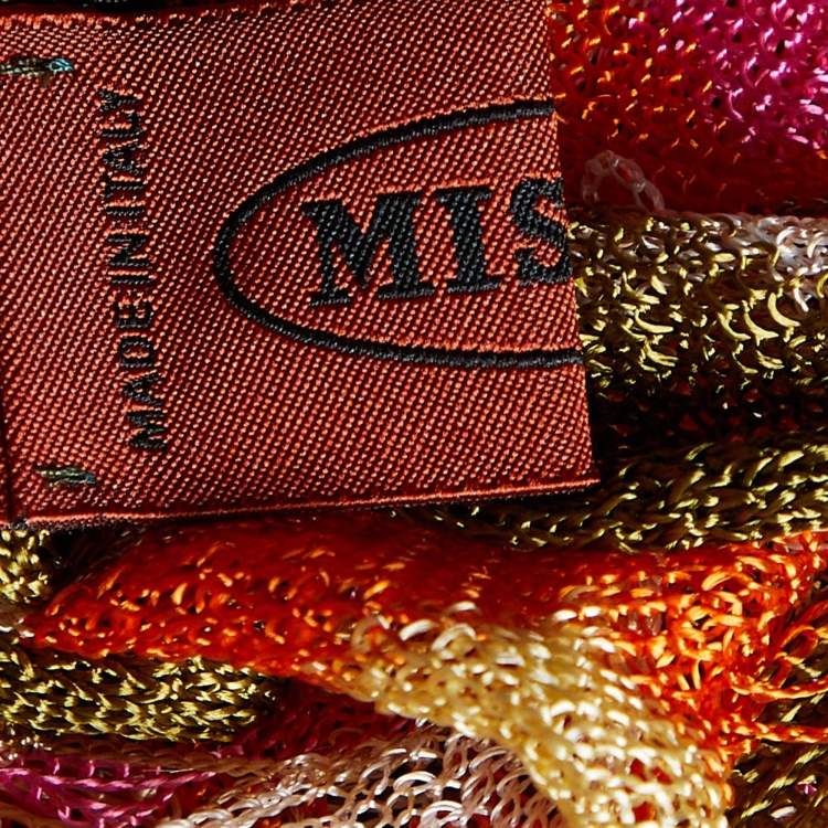 Pre Owned Missoni Multicolor Zig Zag Knit Fringed Scarf